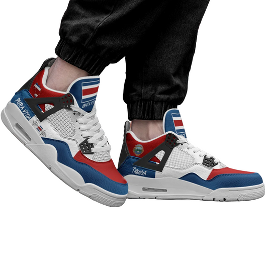Costa Rica Flag Shoes - Rebel Sole Mid Top Sneakers - Tico Pride