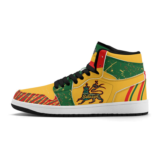 Rasta Colors Shoes For Sale For Men and Women, Rasta Colors Low Tops, Jamaica Colors Sneakers, Red Green Yellow Rasta Stripes Shoes on a white background as a product image.