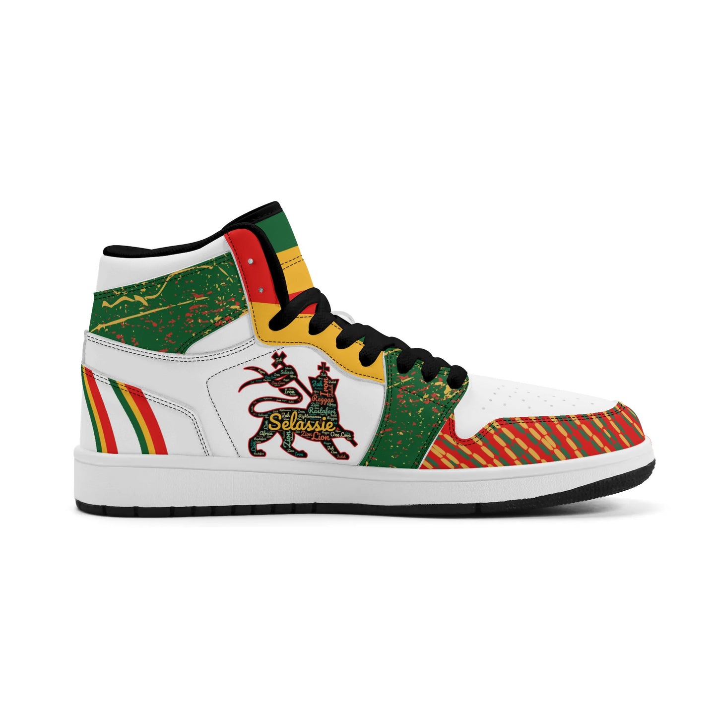 Lion of Judah Rasta Shoes - White High Tops