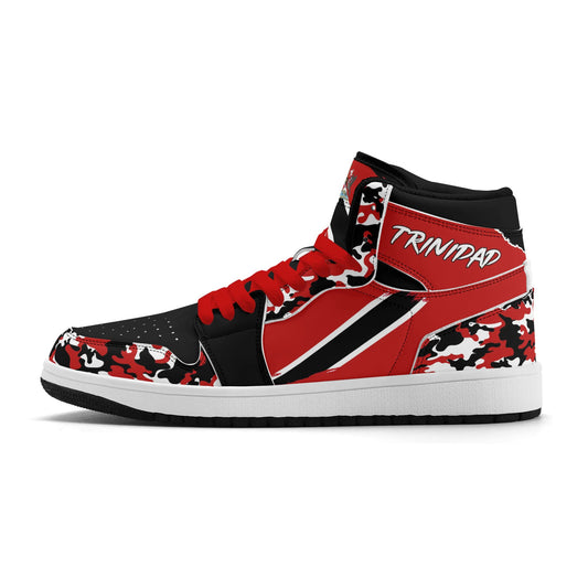 Trinidad Shoes, Tobago Shoes, Red White and Black High Top Basketball Sneakers