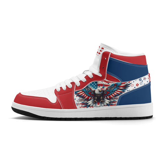 American Flag Shoes, Team USA High Tops, USA Sneakers, Red White and Blue Jordan 1 Style Custom Sneakers
