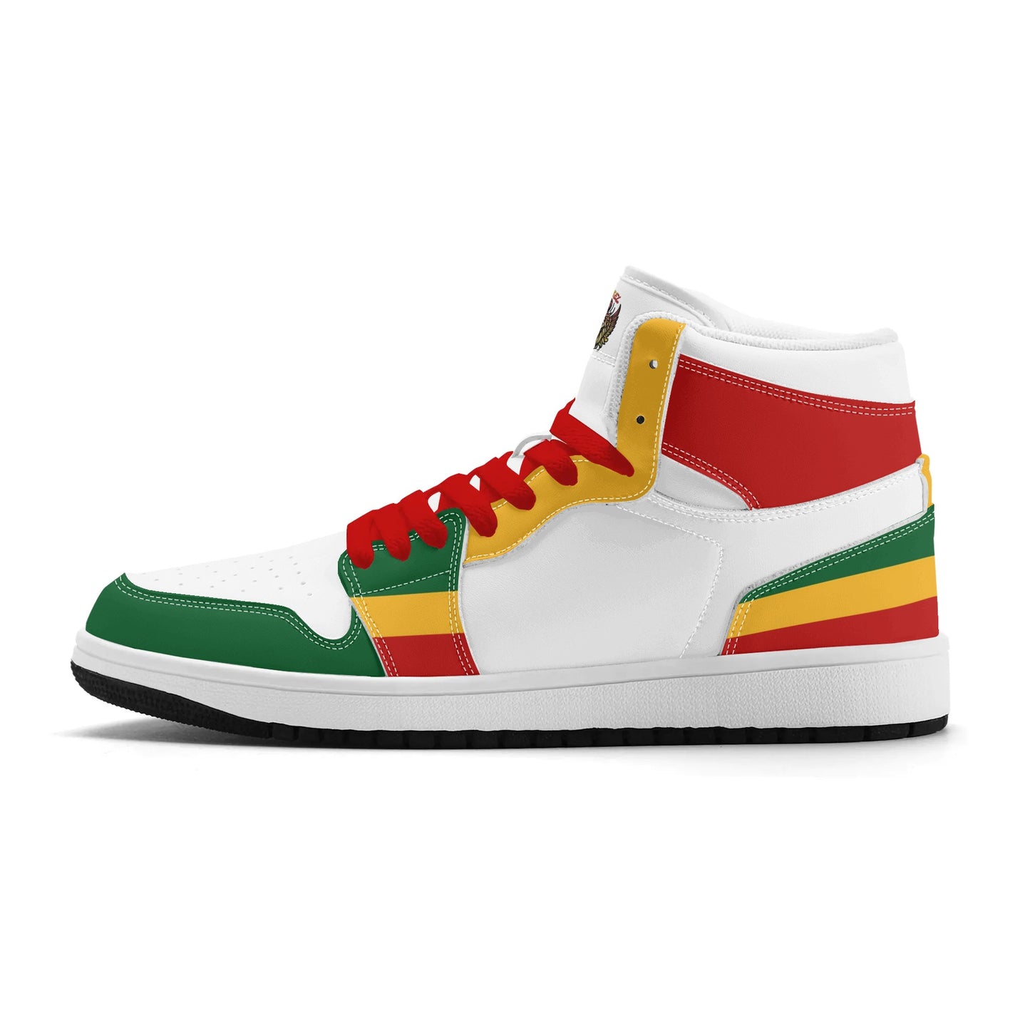 Rasta Colors Shoes For Sale For Men and Women, Rasta Colors Low Tops, Jamaica Colors Sneakers, Red Green Yellow Rasta Stripes Shoes on a white background as a product image.