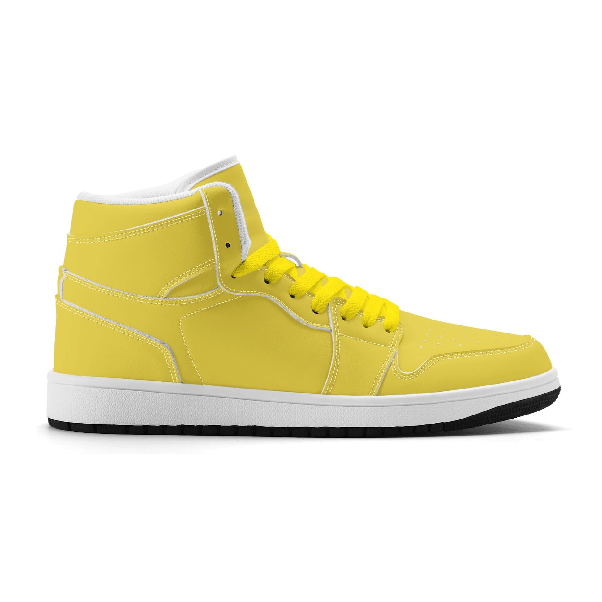 Solid marigold yellow Jamrock High high top sneakers, tonal yellow laces and white midsole