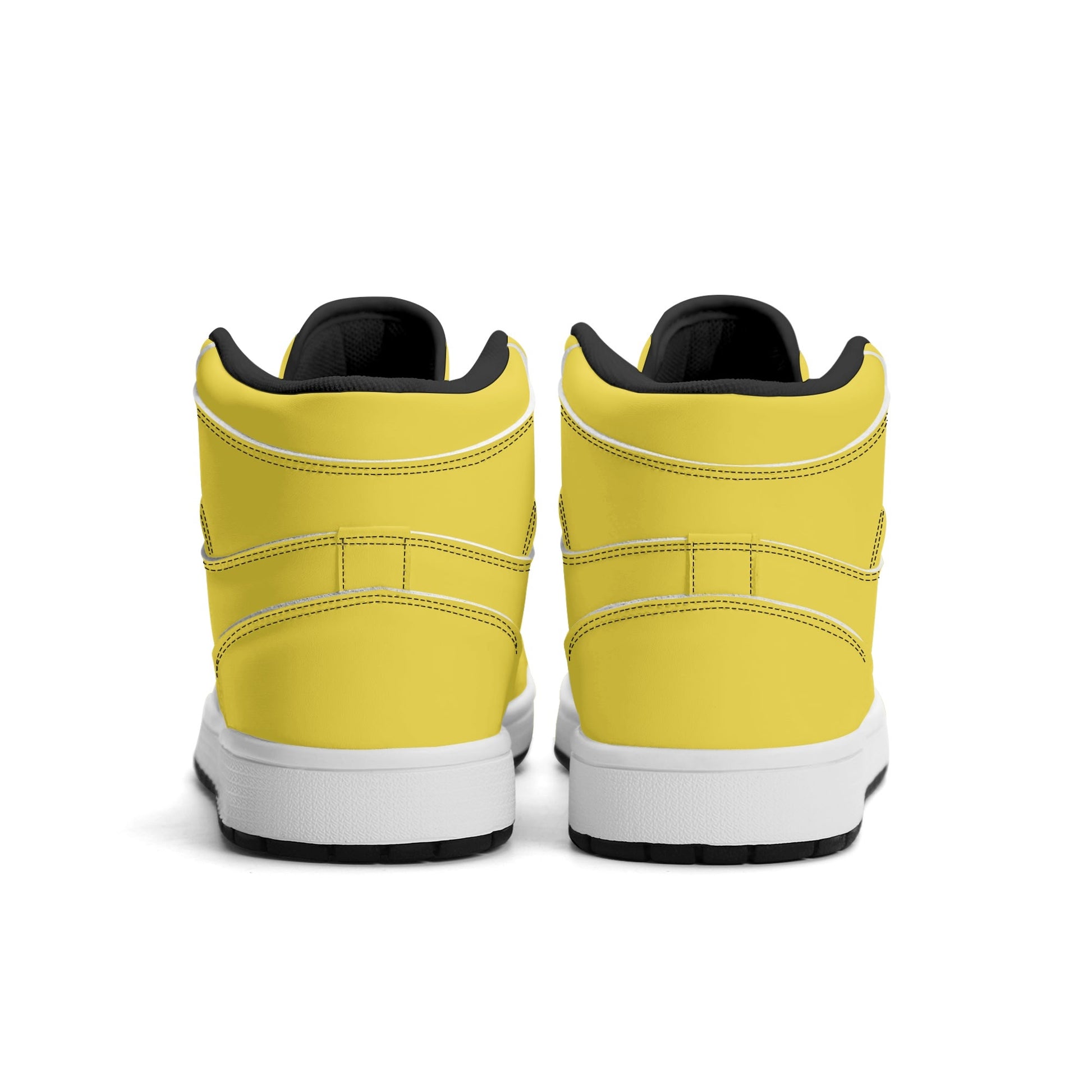 Solid marigold yellow Jamrock High high top sneakers, tonal yellow laces and white midsole
