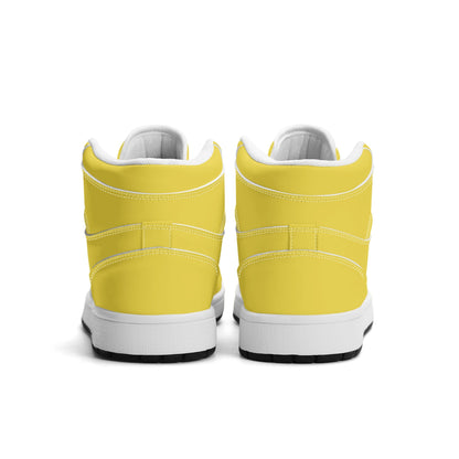 Solid marigold yellow Jamrock High high top sneakers, tonal yellow laces and white midsole