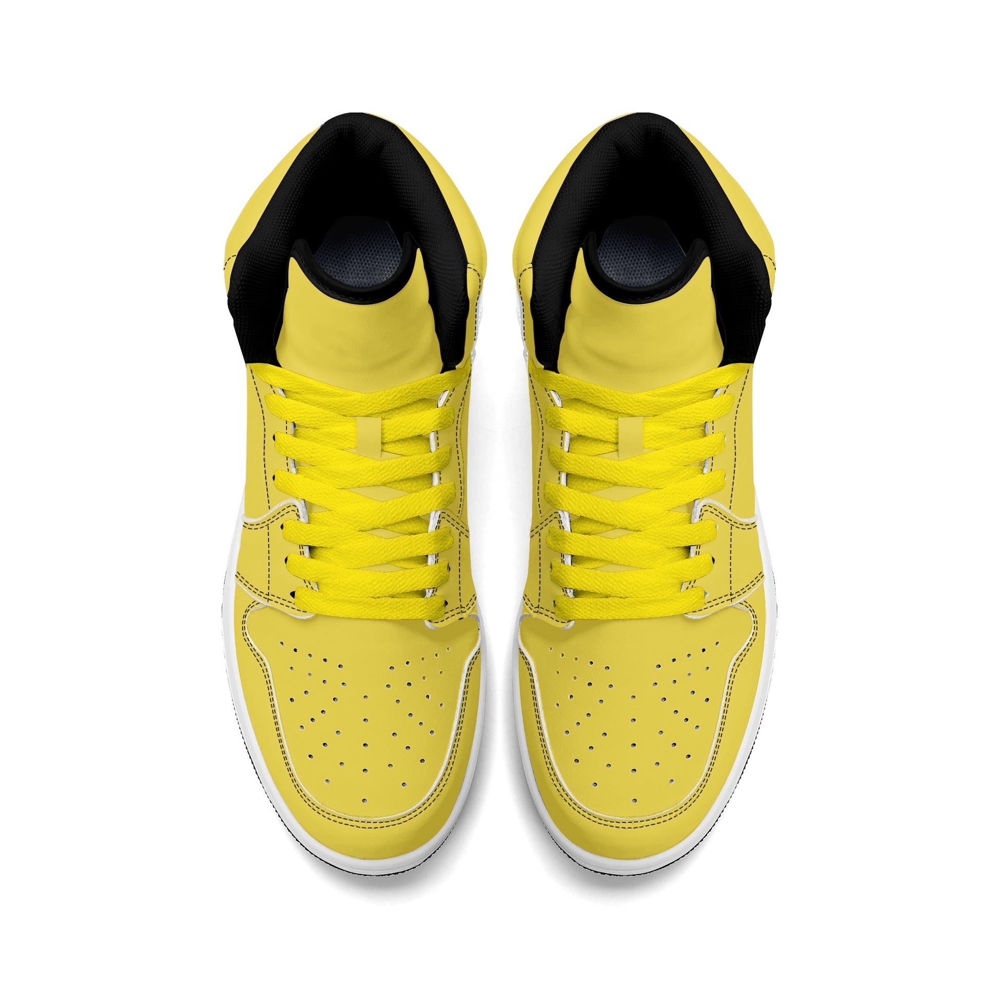 Solid marigold yellow Jamrock High high top sneakers, tonal yellow laces and white midsole