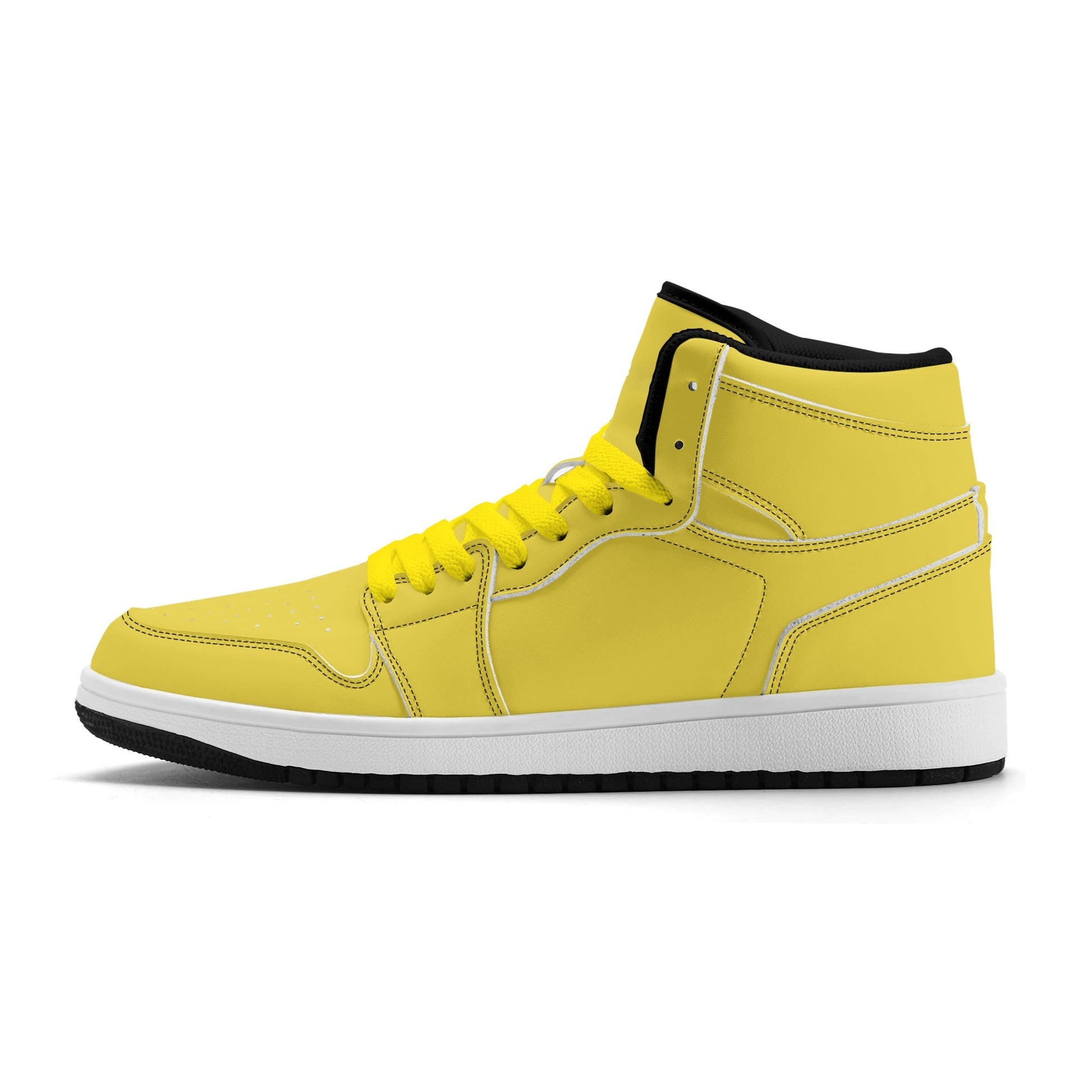Solid marigold yellow Jamrock High high top sneakers, tonal yellow laces and white midsole