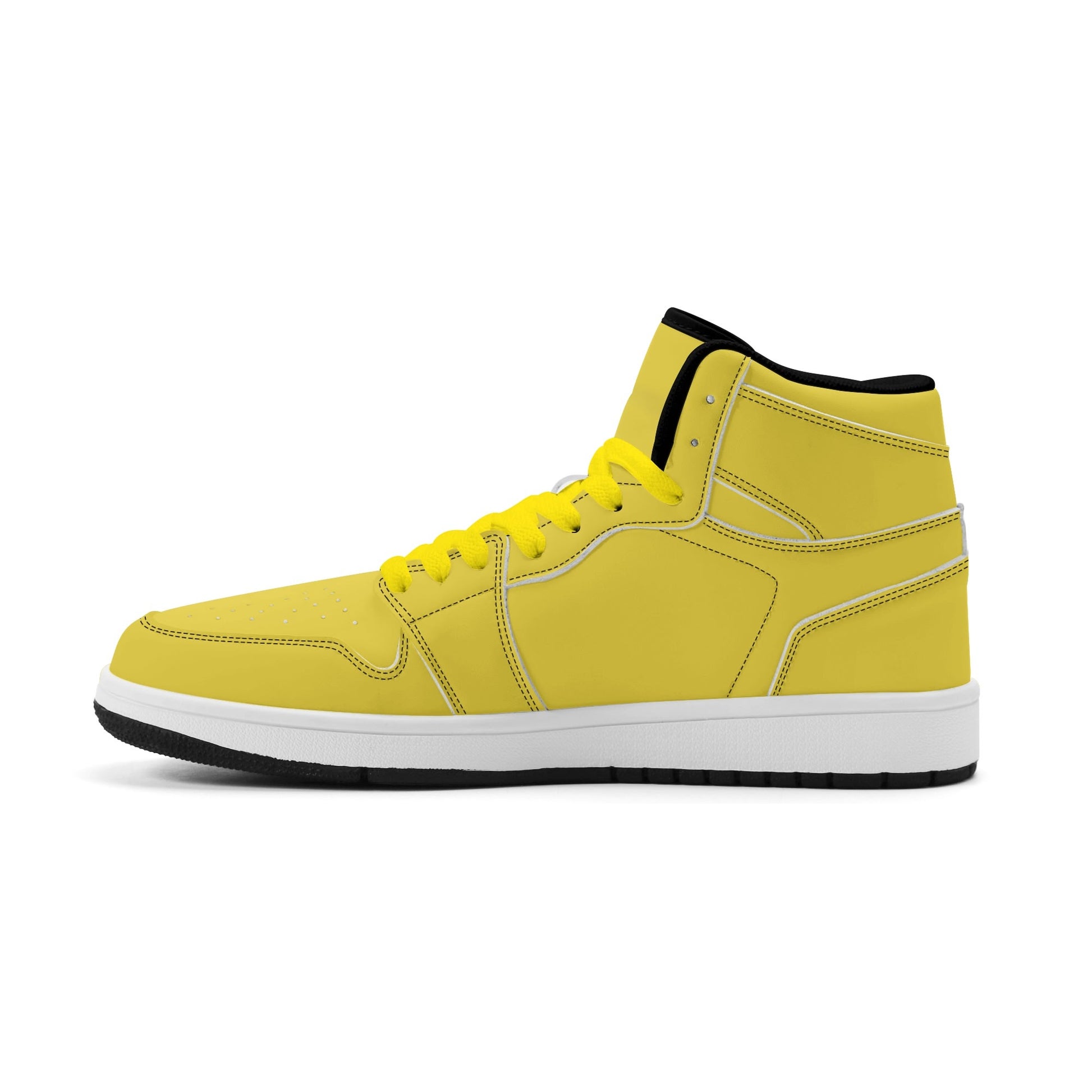 Solid marigold yellow Jamrock High high top sneakers, tonal yellow laces and white midsole