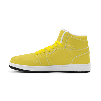 Solid marigold yellow Jamrock High high top sneakers, tonal yellow laces and white midsole