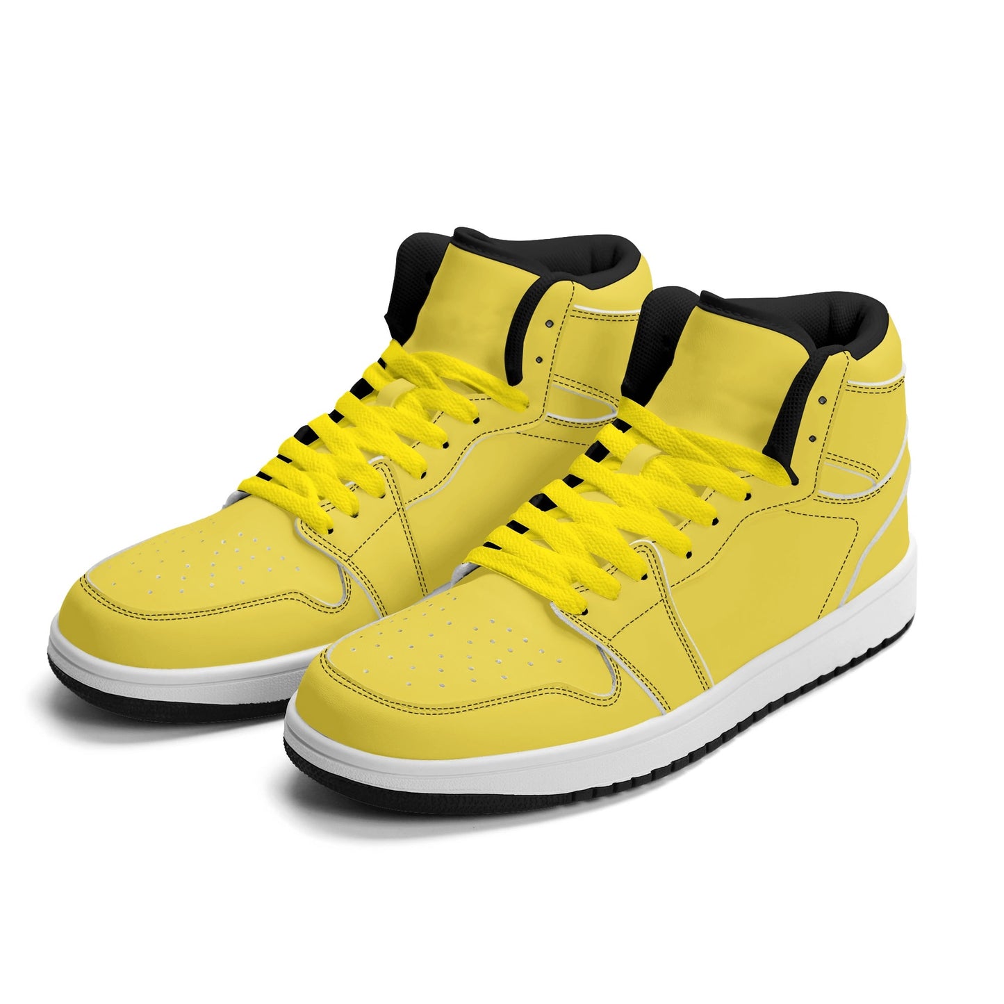 Solid marigold yellow Jamrock High high top sneakers, tonal yellow laces and white midsole