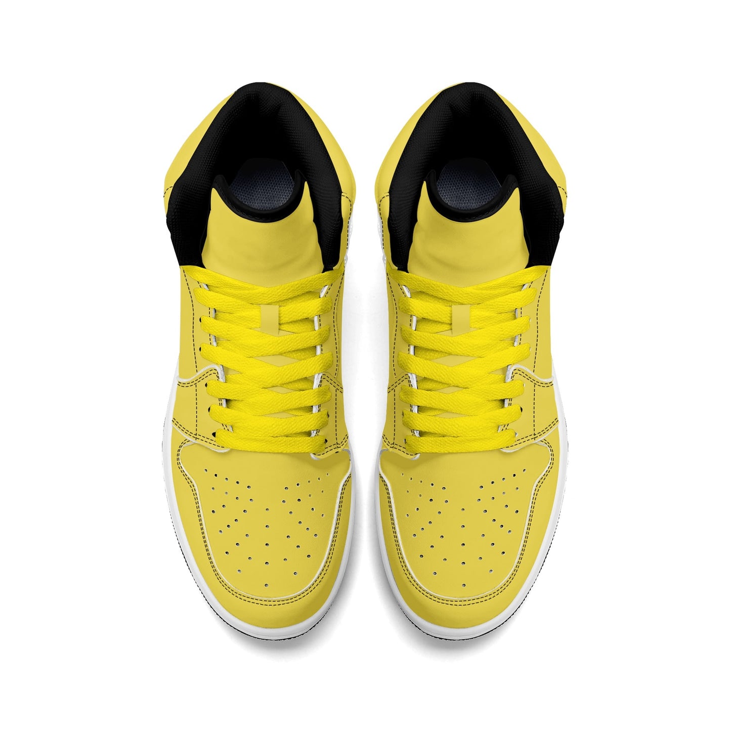 Solid marigold yellow Jamrock High high top sneakers, tonal yellow laces and white midsole