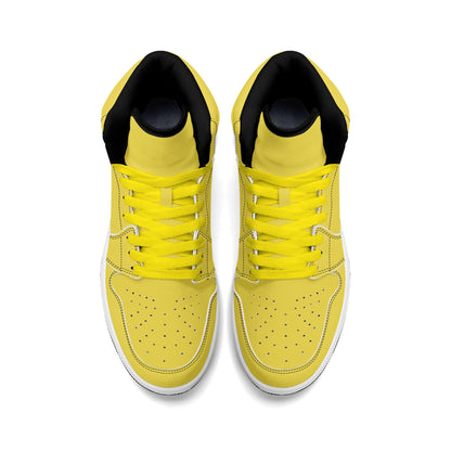 Solid marigold yellow Jamrock High high top sneakers, tonal yellow laces and white midsole