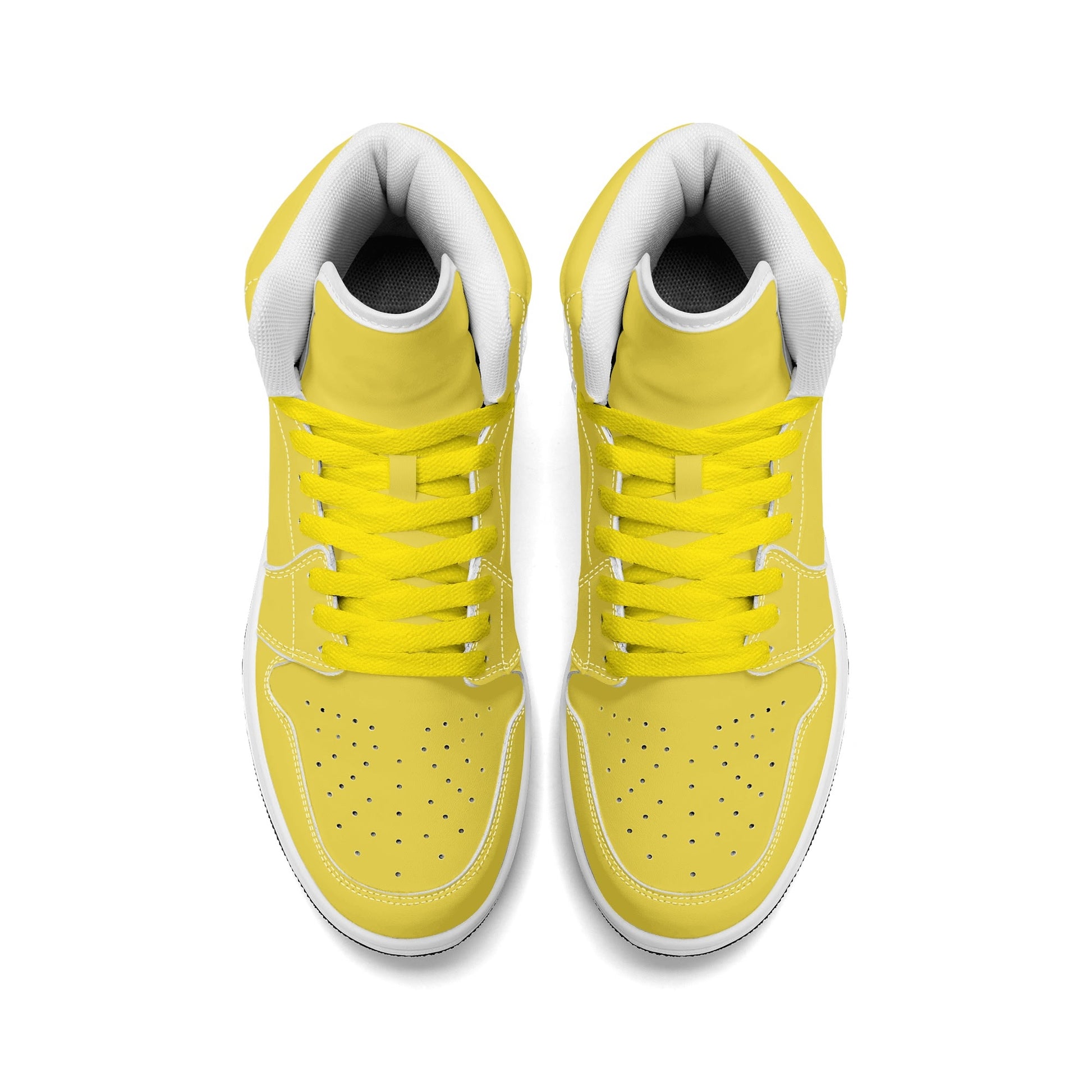Solid marigold yellow Jamrock High high top sneakers, tonal yellow laces and white midsole