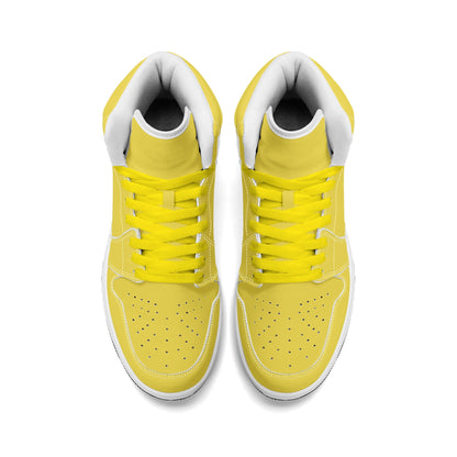 Solid marigold yellow Jamrock High high top sneakers, tonal yellow laces and white midsole