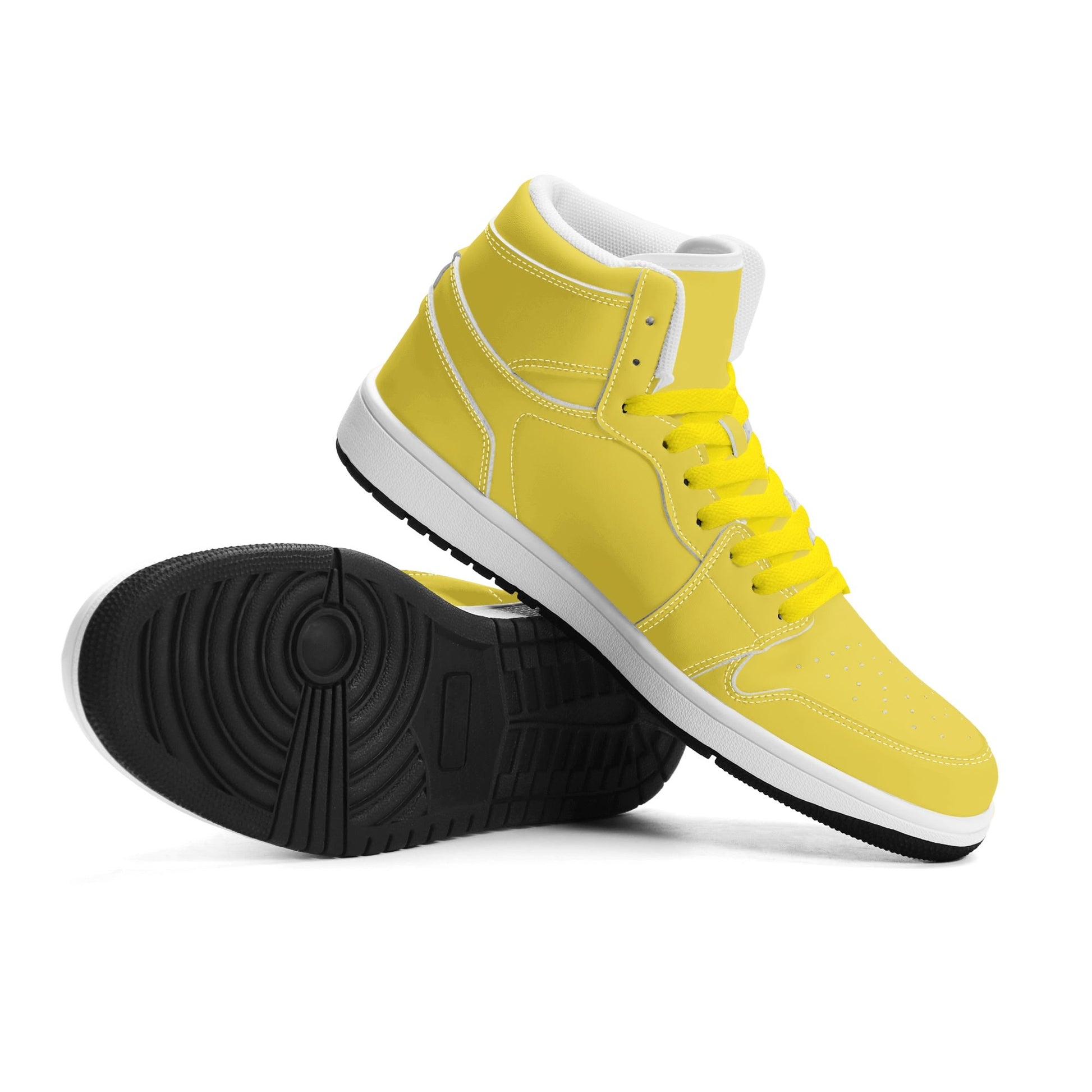 Solid marigold yellow Jamrock High high top sneakers, tonal yellow laces and white midsole