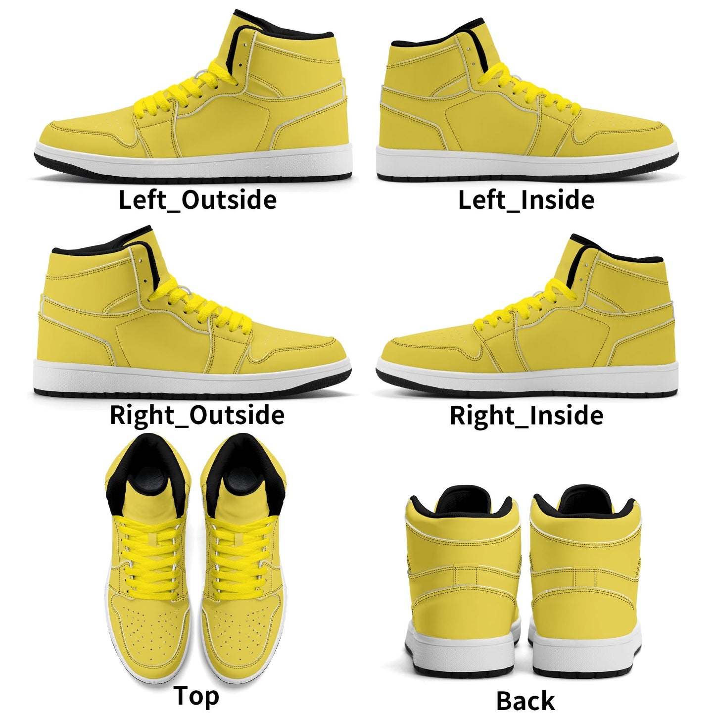 Solid marigold yellow Jamrock High high top sneakers, tonal yellow laces and white midsole