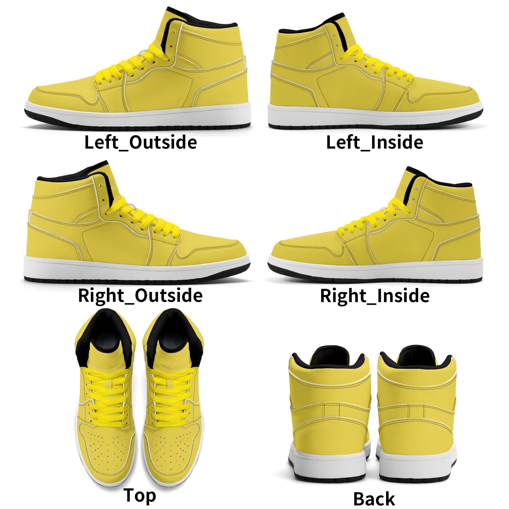 Solid marigold yellow Jamrock High high top sneakers, tonal yellow laces and white midsole