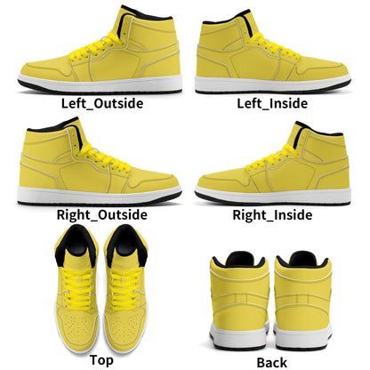 Solid marigold yellow Jamrock High high top sneakers, tonal yellow laces and white midsole