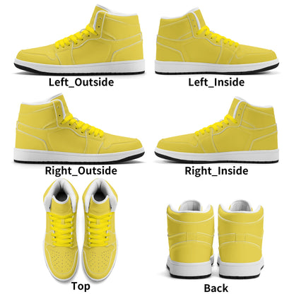 Solid marigold yellow Jamrock High high top sneakers, tonal yellow laces and white midsole
