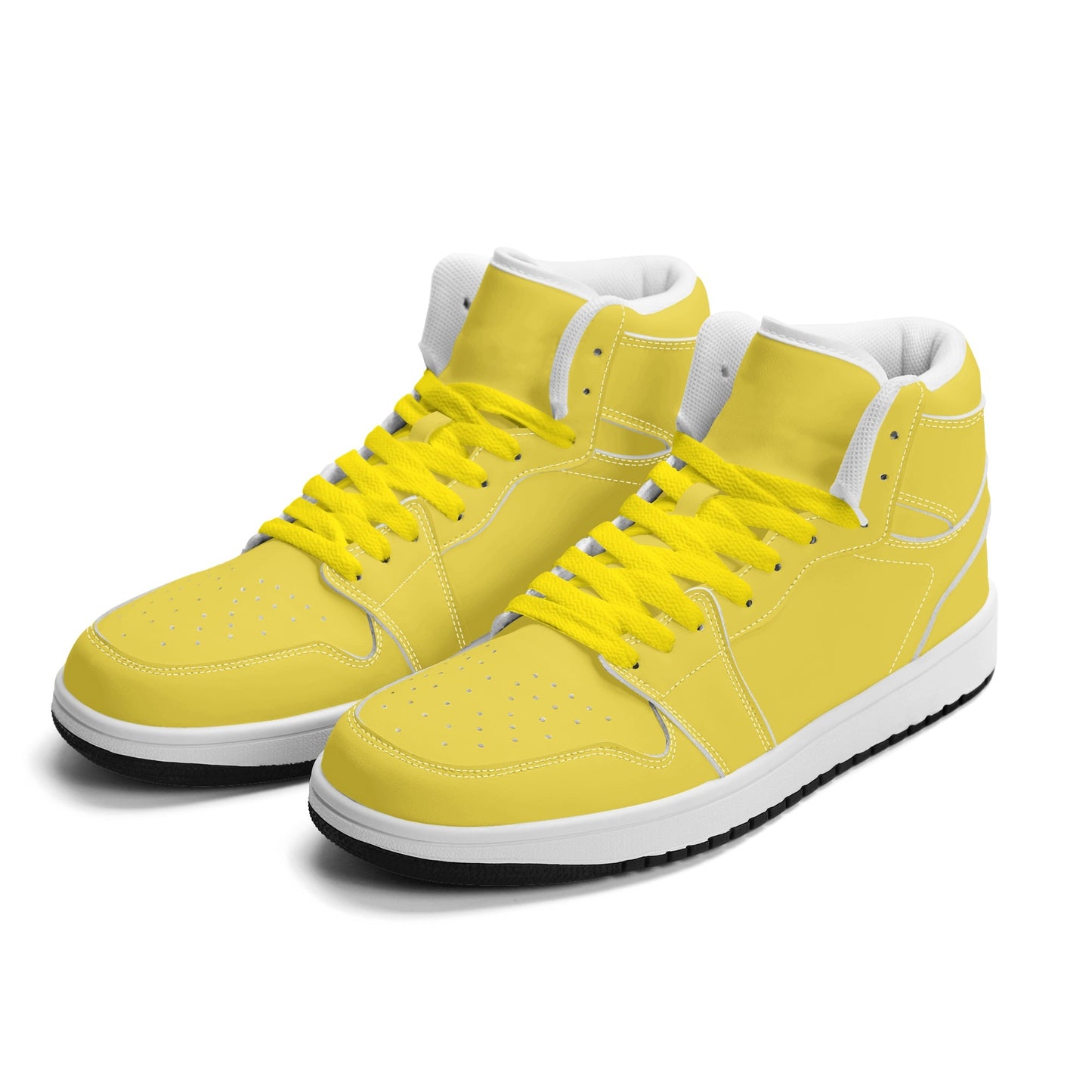 Solid marigold yellow Jamrock High high top sneakers, tonal yellow laces and white midsole