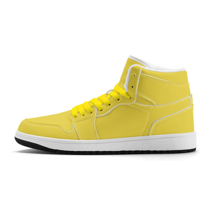 Solid marigold yellow Jamrock High high top sneakers, tonal yellow laces and white midsole