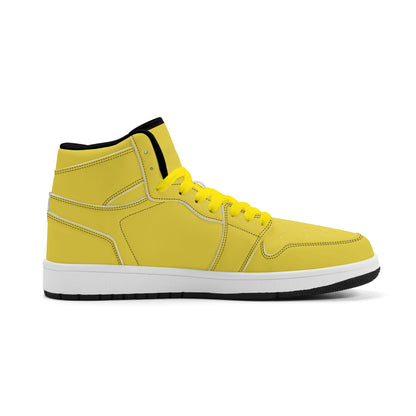 Solid marigold yellow Jamrock High high top sneakers, tonal yellow laces and white midsole