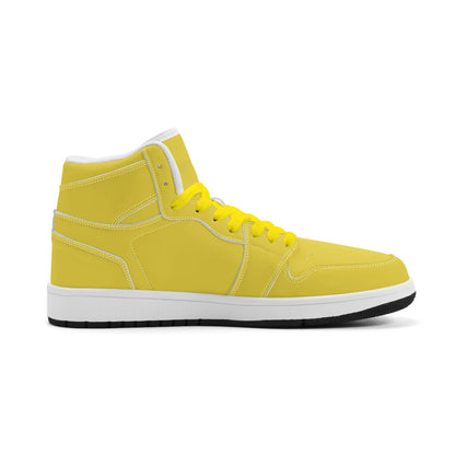 Solid marigold yellow Jamrock High high top sneakers, tonal yellow laces and white midsole