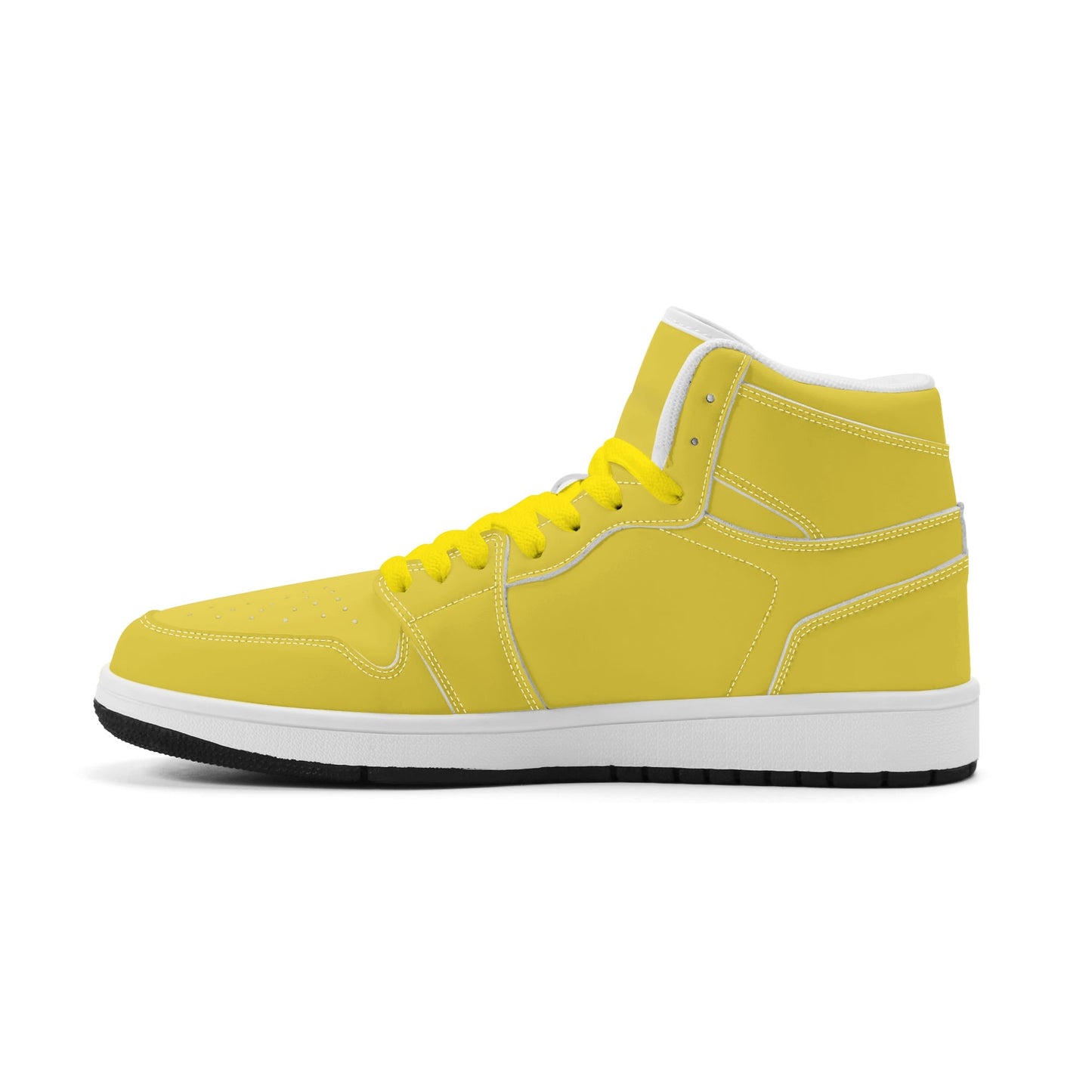 Solid marigold yellow Jamrock High high top sneakers, tonal yellow laces and white midsole