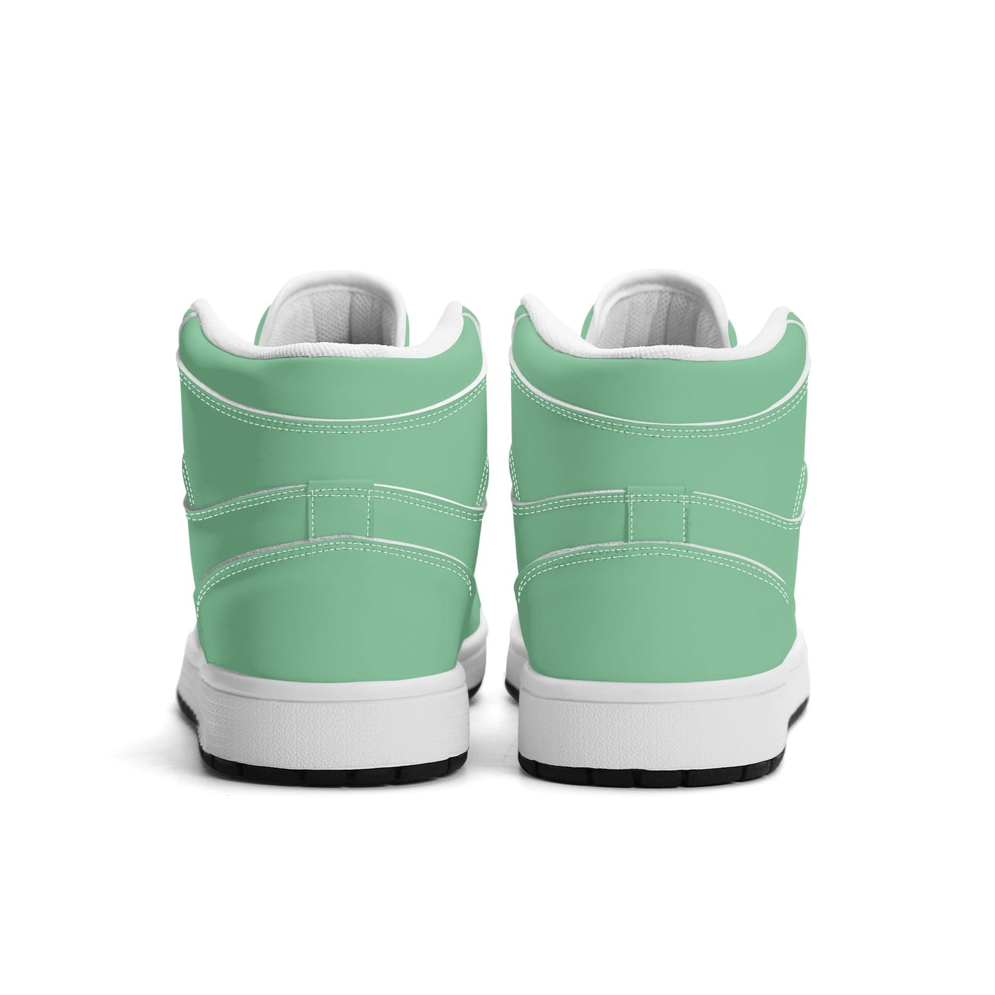 Solid mint green Jamrock High high top sneakers, white laces and white midsole