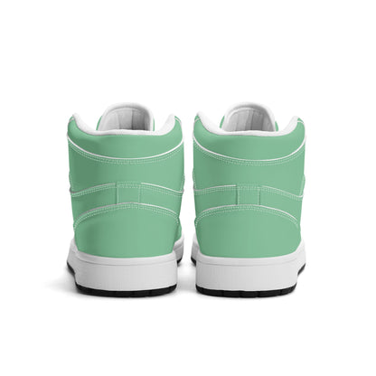 Solid mint green Jamrock High high top sneakers, white laces and white midsole
