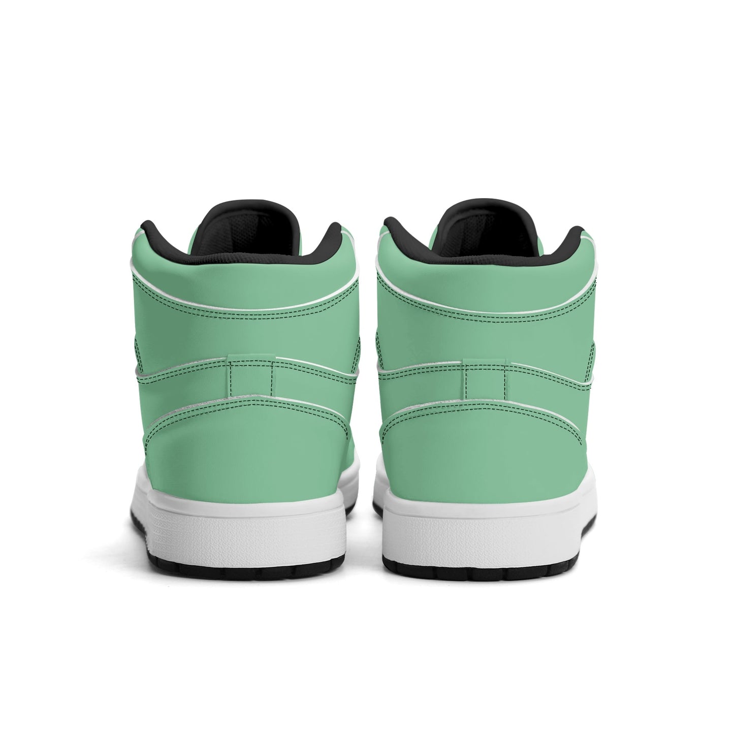 Solid mint green Jamrock High high top sneakers, white laces and white midsole