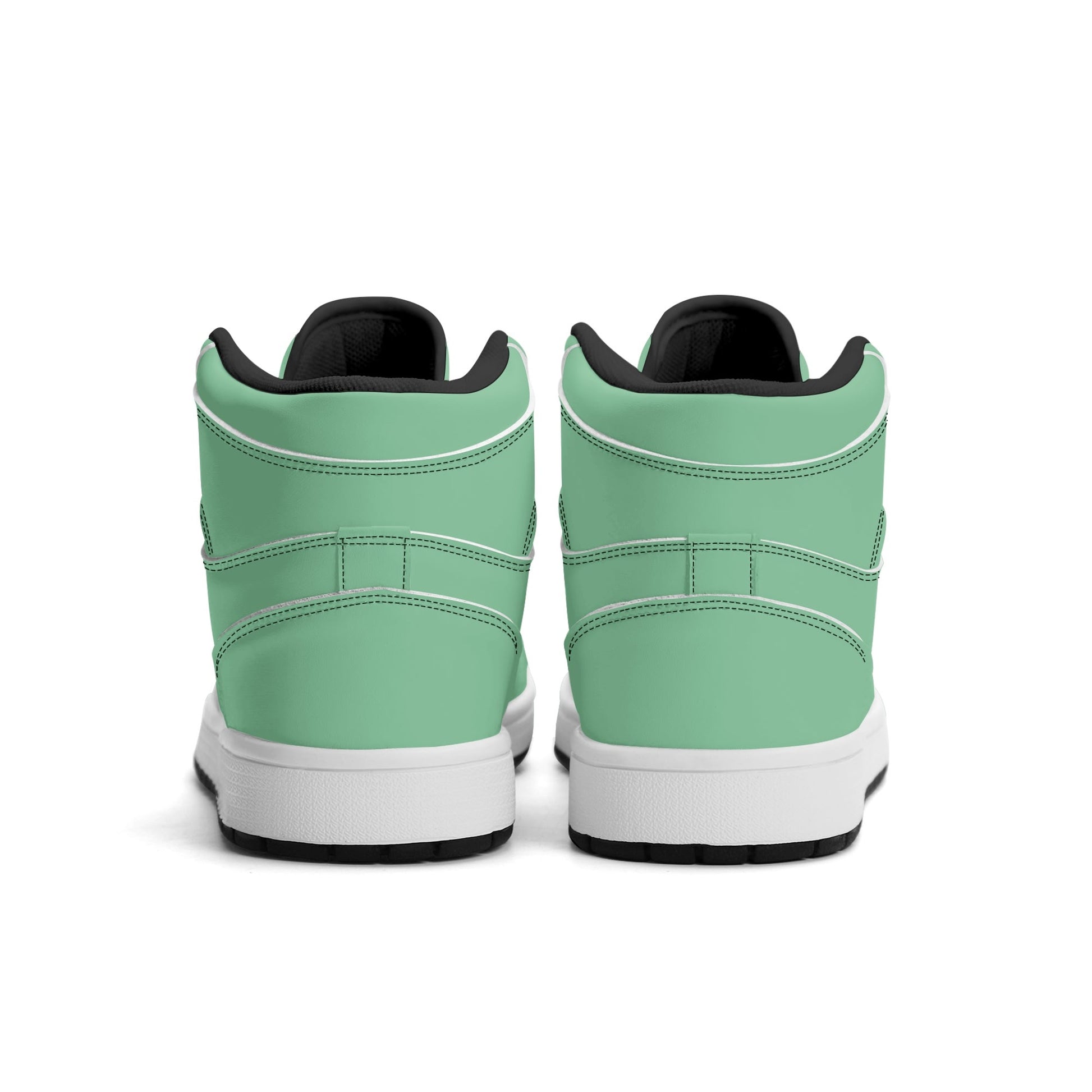 Solid mint green Jamrock High high top sneakers, white laces and white midsole