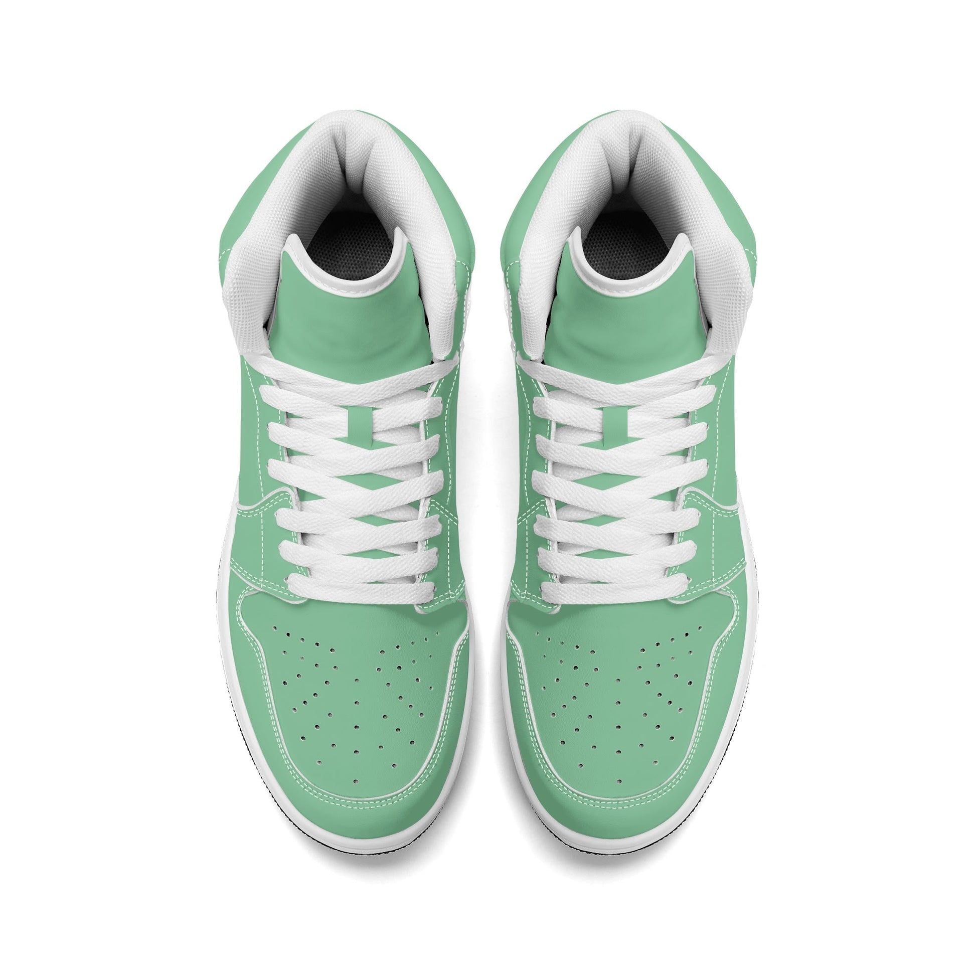 Solid mint green Jamrock High high top sneakers, white laces and white midsole