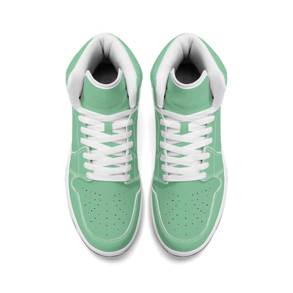 Solid mint green Jamrock High high top sneakers, white laces and white midsole