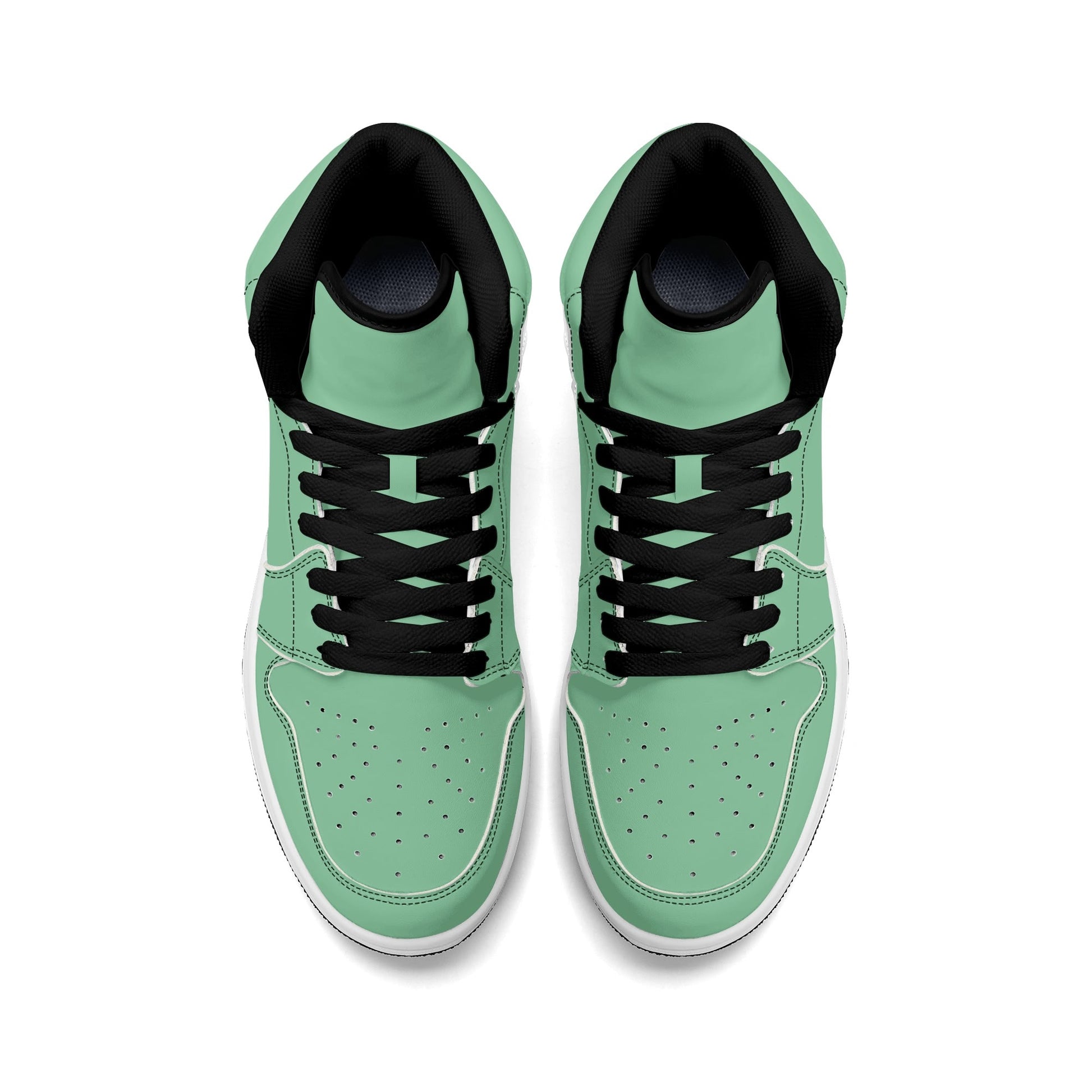 Solid mint green Jamrock High high top sneakers, white laces and white midsole