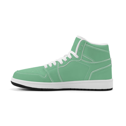 Solid mint green Jamrock High high top sneakers, white laces and white midsole