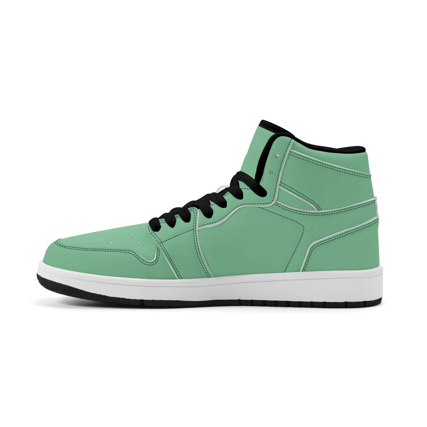 Solid mint green Jamrock High high top sneakers, white laces and white midsole