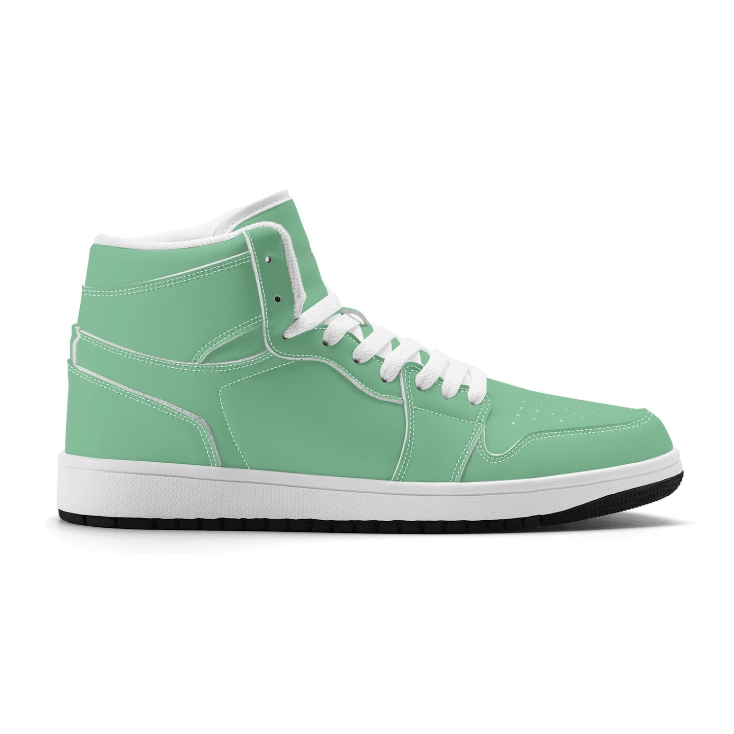 Solid mint green Jamrock High high top sneakers, white laces and white midsole