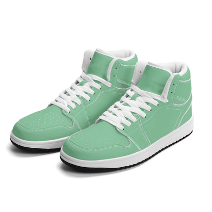 Solid mint green Jamrock High high top sneakers, white laces and white midsole