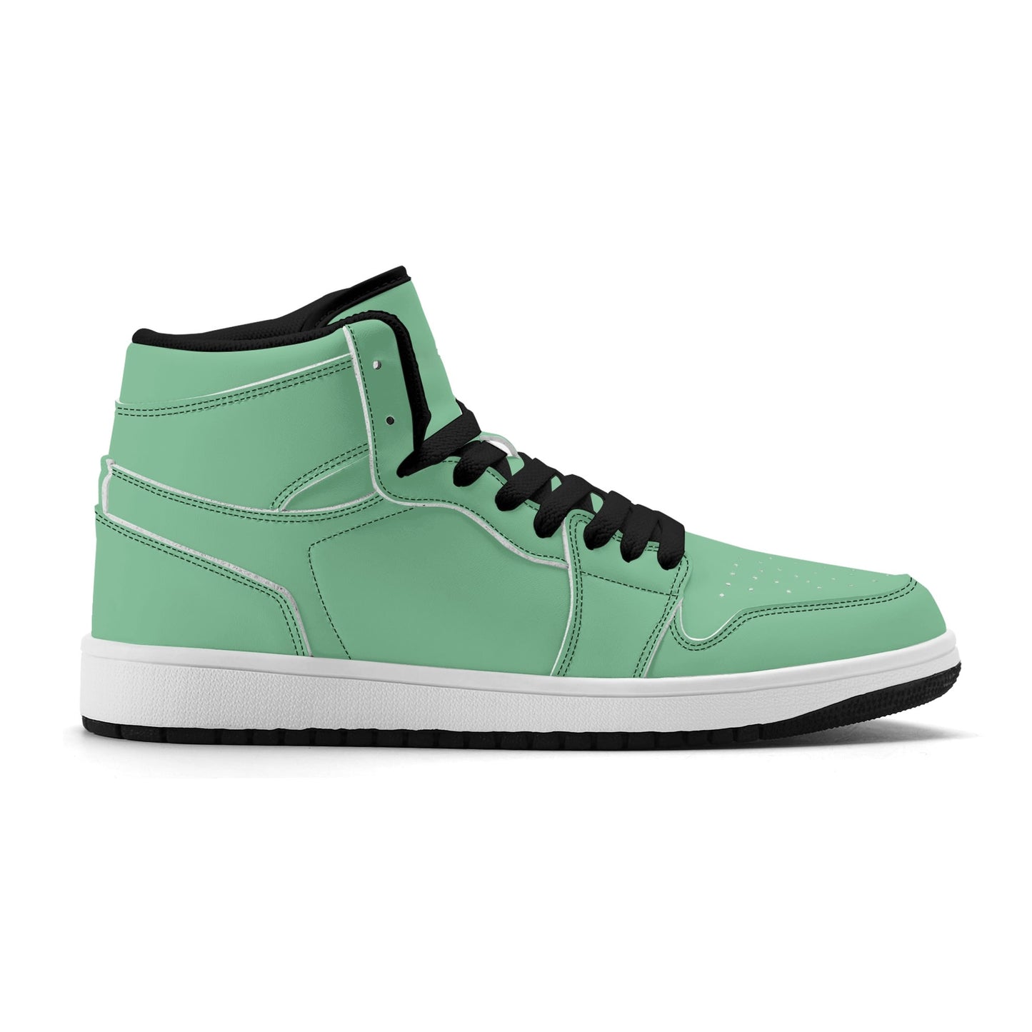 Solid mint green Jamrock High high top sneakers, white laces and white midsole