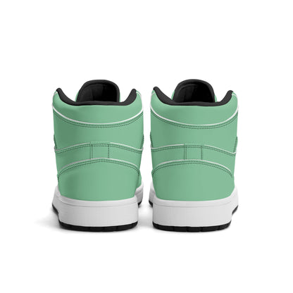 Solid mint green Jamrock High high top sneakers, white laces and white midsole