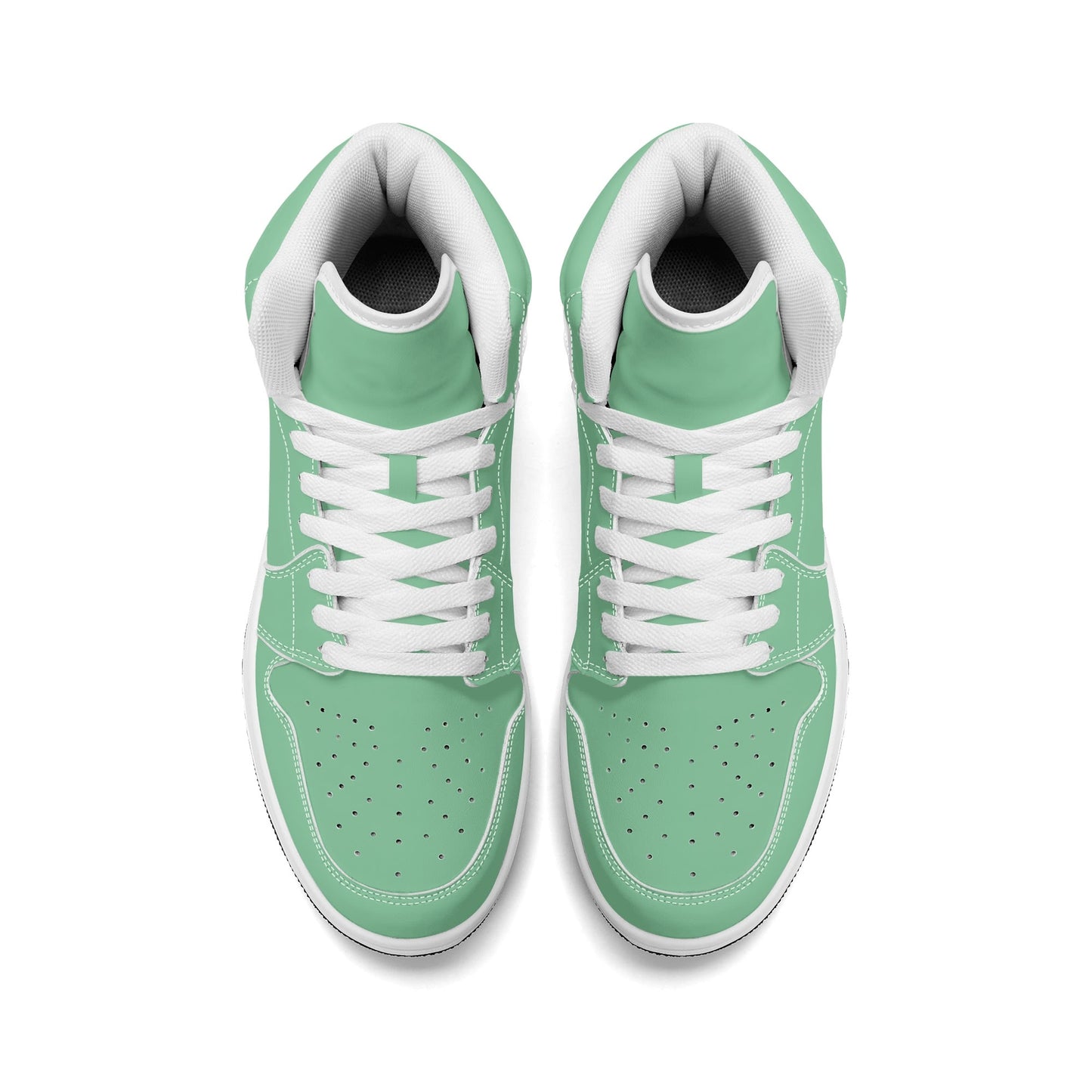 Solid mint green Jamrock High high top sneakers, white laces and white midsole