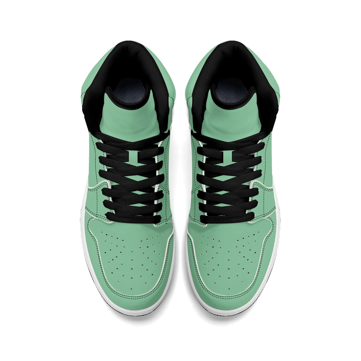 Solid mint green Jamrock High high top sneakers, white laces and white midsole