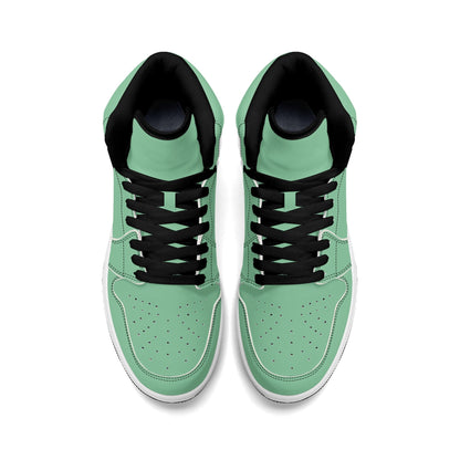 Solid mint green Jamrock High high top sneakers, white laces and white midsole
