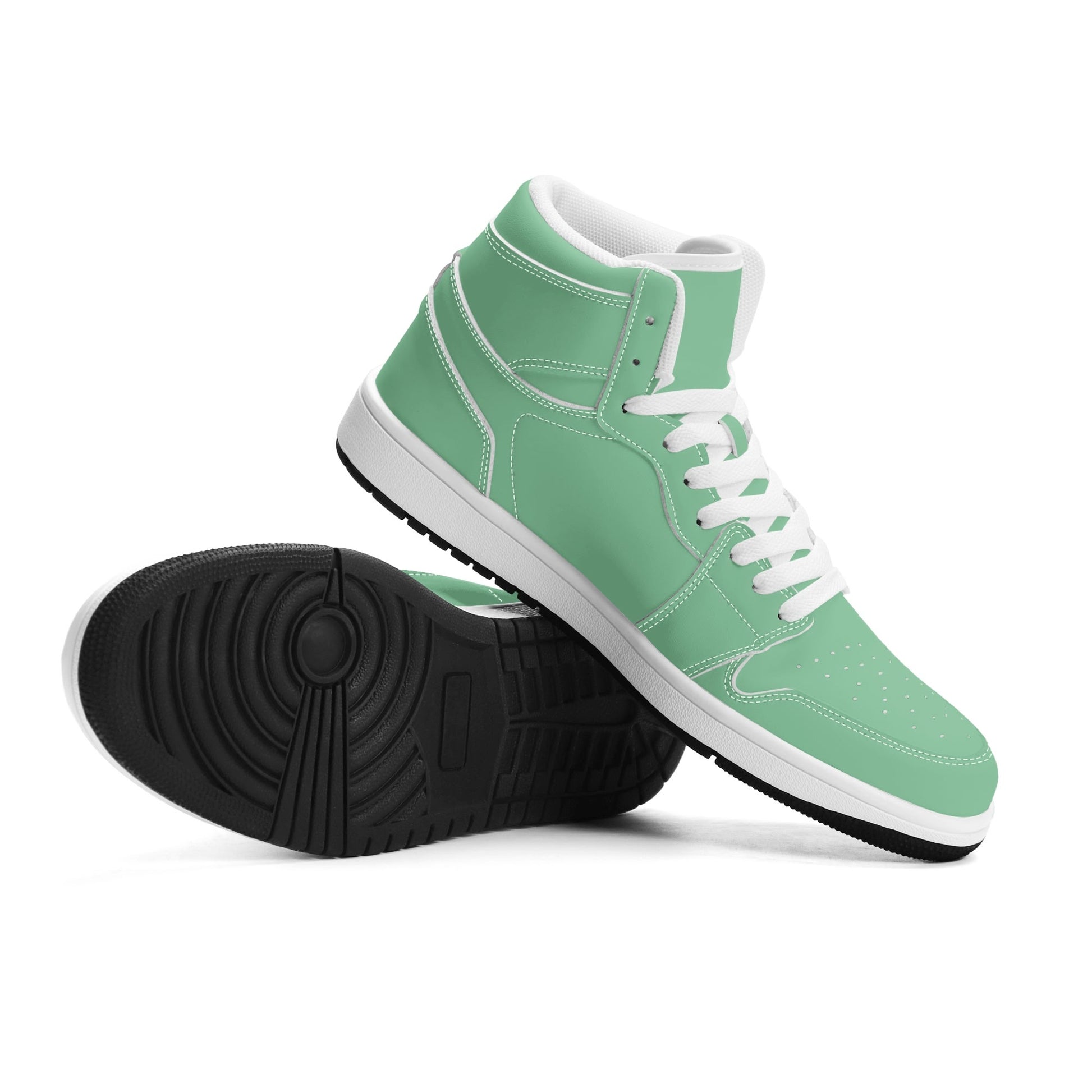 Solid mint green Jamrock High high top sneakers, white laces and white midsole