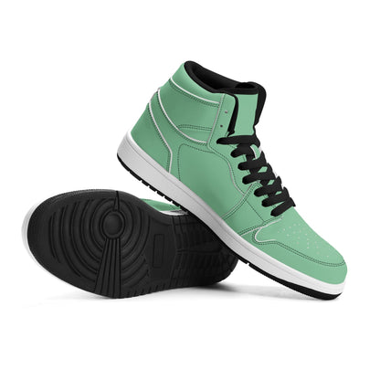 Solid mint green Jamrock High high top sneakers, white laces and white midsole