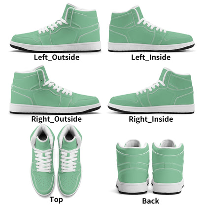 Solid mint green Jamrock High high top sneakers, white laces and white midsole