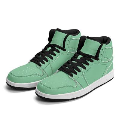 Solid mint green Jamrock High high top sneakers, white laces and white midsole