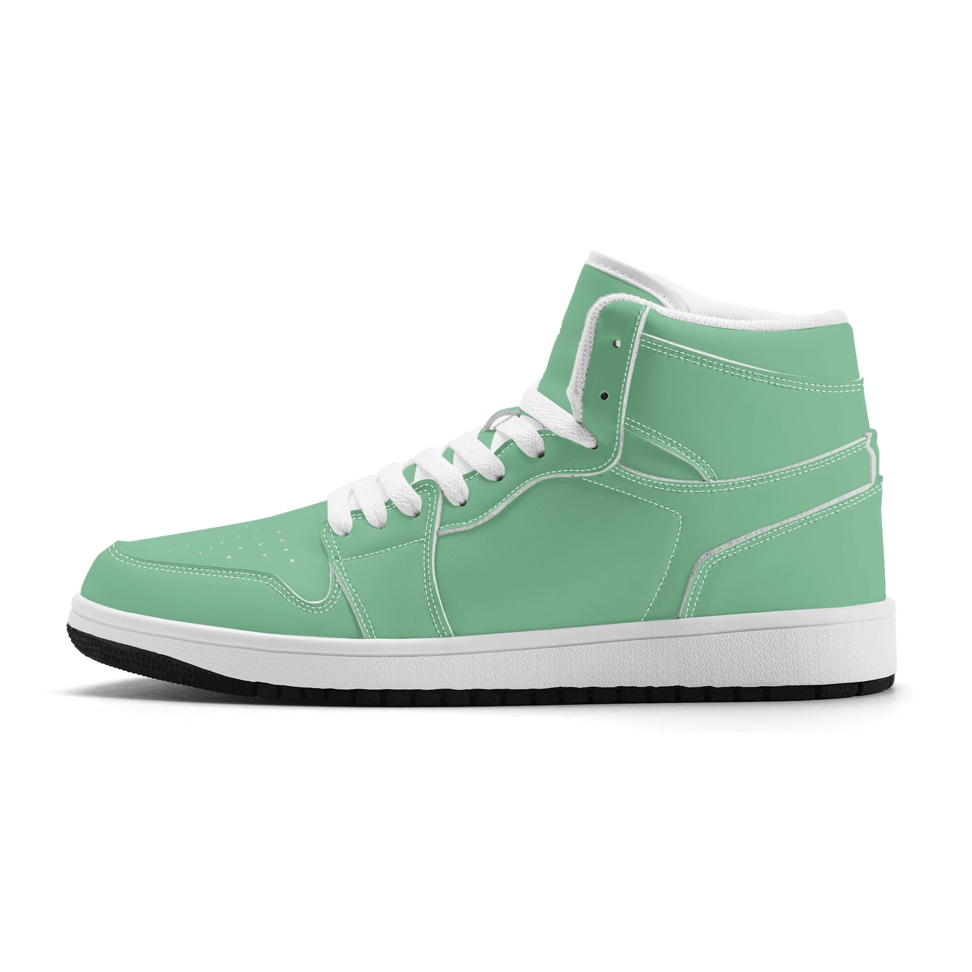 Solid mint green Jamrock High high top sneakers, white laces and white midsole