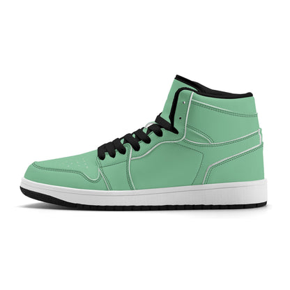 Solid mint green Jamrock High high top sneakers, white laces and white midsole